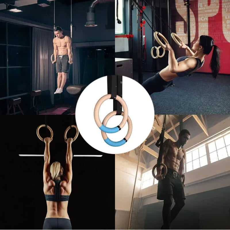 Premium Wood Gymnastics Rings for Home Fitness
