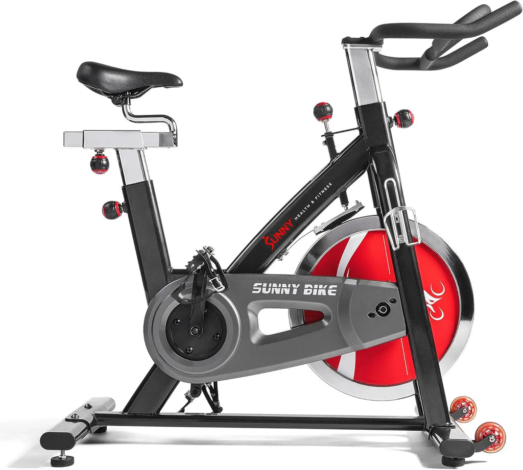 Health & Fitness Heavy-Duty Indoor Stationary Exercise Bike, 4-Way Adjustable Seat for Cycling Cardio workout at Home, Opt