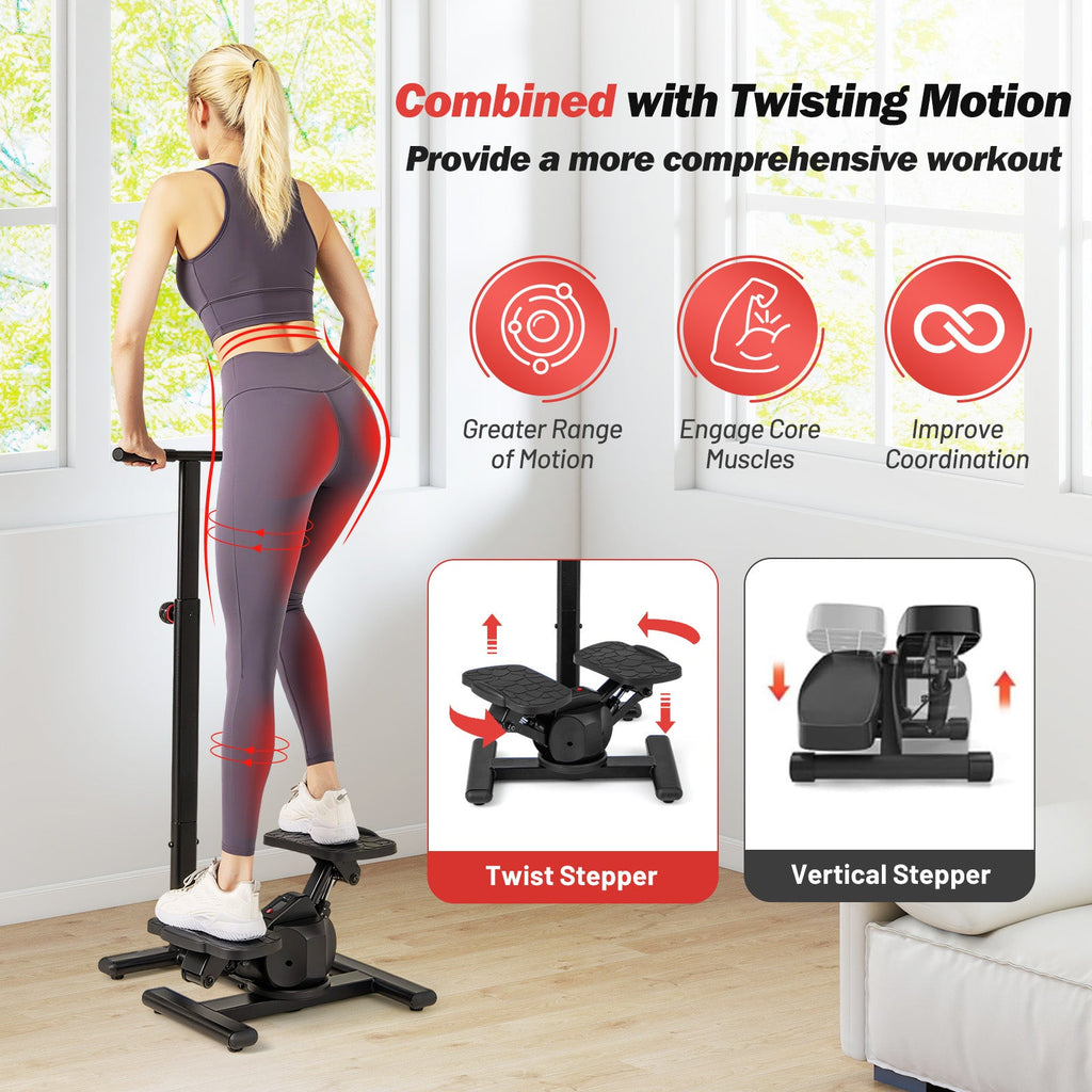 Steppers for Exercise Twist Stair Stepper Workout Equipmen-Black